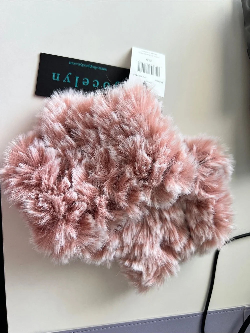 Jocelyn Mandy Plush Pink Fingerless Faux Fur Mitts
